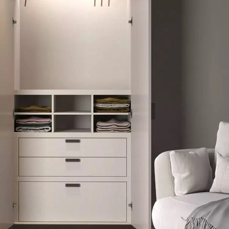 
When making a choice of the finish of the bespoke wardrobe, you will have to take take into account many important things. Even minor details can significantly change the appearance of the furniture. The designer have to help client to select the ideal materials ensuring the budget is discussed and approved as well.